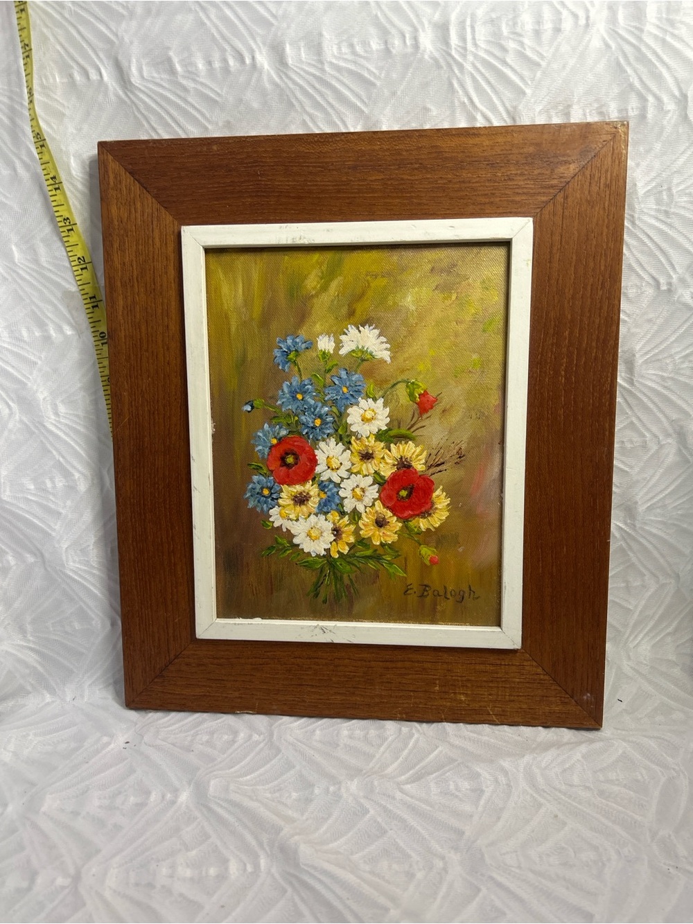 Vintage Floral Oil Painting Signed E. Balogh Framed